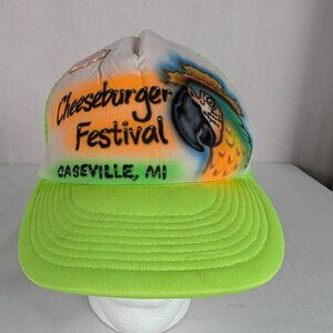 Cheeseburger in Paradise Festival Parrothead Parrot Airbrush Trucker Snapback